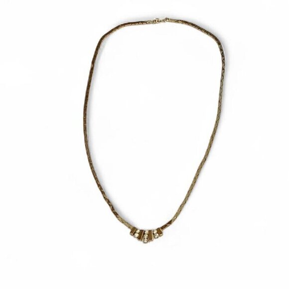 unbranded Jewelry - Vintage gold tone 16 inch necklace with crystal accent